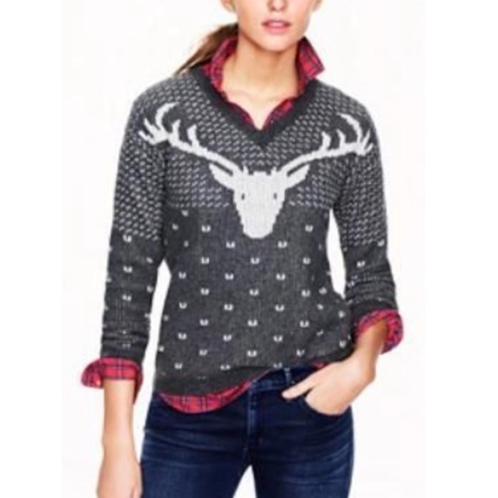 J.crew Woman’s gray & white wool blend vintage holiday sweater XS